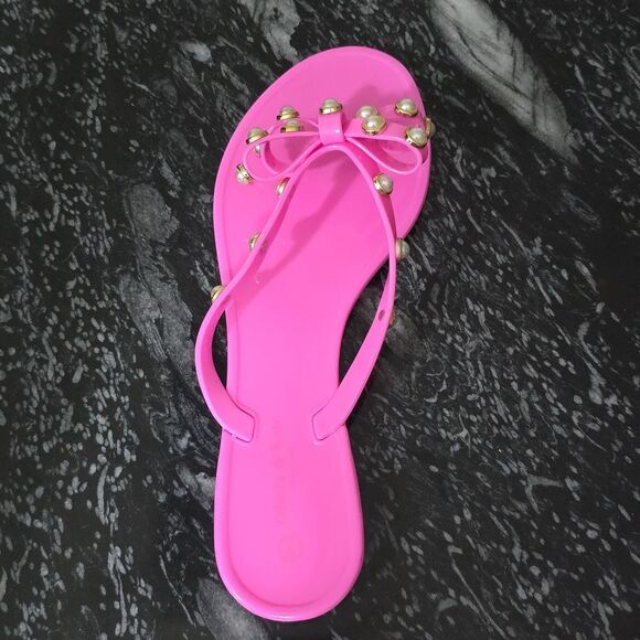 BRAND NEW OLIVIA & KATE PEARL ACCENTS BOWNOT DESIGN FLIP FLOP SANDAL - Picture 14 of 14